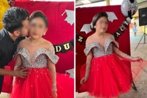 nina vestido rojo graduacion