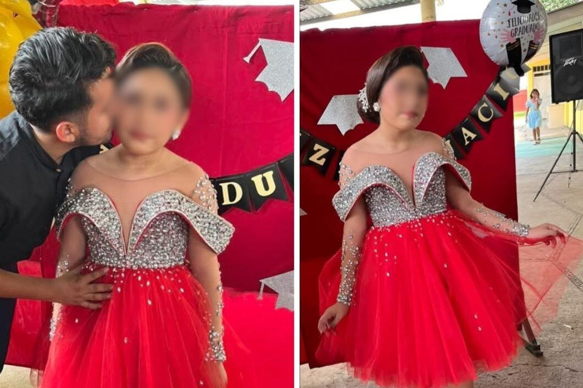 nina vestido rojo graduacion
