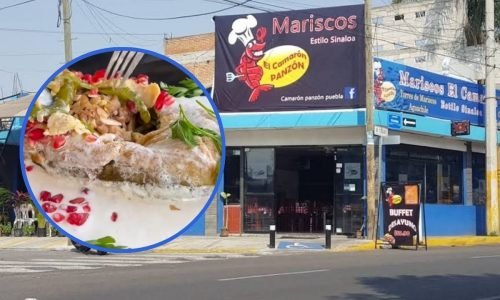 Chile en Nogada con camarones en Puebla