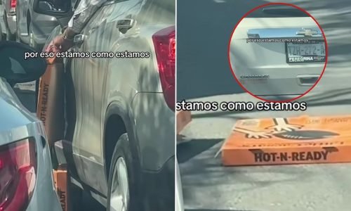 Automovilista de Puebla lanzando basura